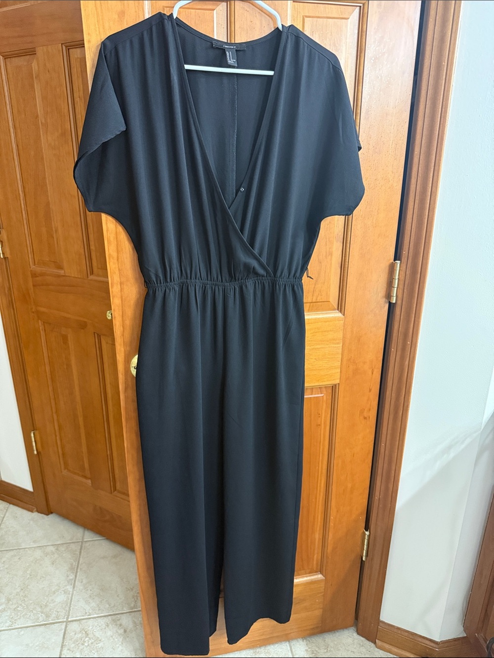 Forever 21 Black Wrap-Front Midi Jumpsuit